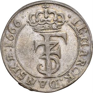 FREDERIK III 1648-1670. 2 mark 1666. S.102