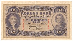 10 kroner 1937. W4258628