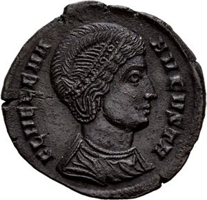 Helena d.329 e.Kr., Æ3, Ticinum, 326 e.Kr. R: Helena sående mot venstre