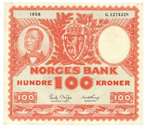 100 kroner 1958. G1274228.
