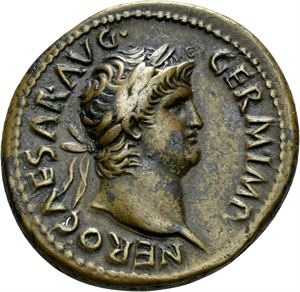NERO 54-68, Æ as, Roma 65 e.Kt. R: Janustempelet