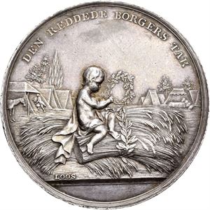 Christian VII, Brannen i København 1795. Loos. Sølv. 37 mm