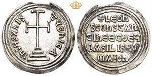 Leo V with Constantine. AD 813-820. AR miliaresion (2,11 g).
