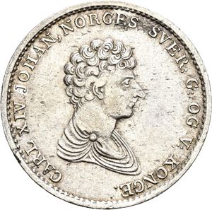 CARL XIV JOHAN 1818-1844, KONGSBERG. 1/2 speciedaler 1833