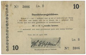 General W. Steffens. 10 kroner 1940. No. 2006.