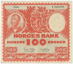 100 kroner 1958. F9400798