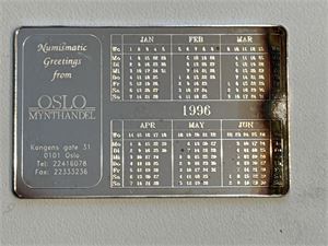 Kalender fra Oslo Mynthandel i sølv