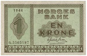 1 krone 1944. G5565187