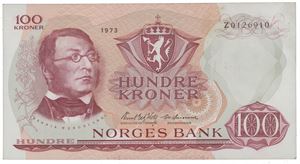100 kroner 1973. Z0126910. Erstatningsseddel (0-million).