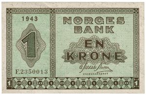 1 krone 1943. F2350013