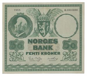 50 kroner 1955. B.5933000
