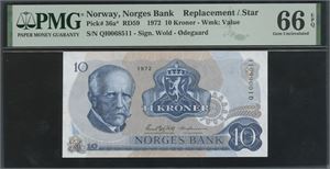 10 kroner 1972 QI0068511 Erstatningsseddel/replacement note