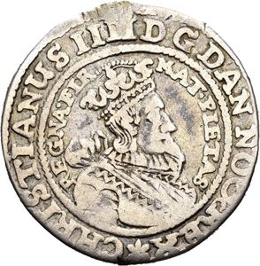 CHRISTIAN IV 1588-1648. 1/8 speciedaler 1630. Har vært anhengt/has been mounted S.11