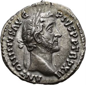 Antoninus Pius 138-161, denarius, Roma 148 e.Kr. R: Annona stående mot venstre