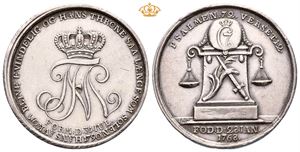 Christian VII. Kronprinsens bryllup 1790. Bauert. Sølv. 30 mm