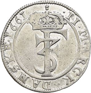 FREDERIK III 1648-1670, CHRISTIANIA, 2 mark 1661. S.41 var.