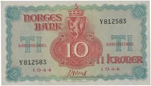 10 kroner 1944. Y812583.