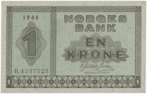 1 krone 1944. H.4337525.