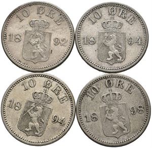 10 øre 1892, 94x2 og 98