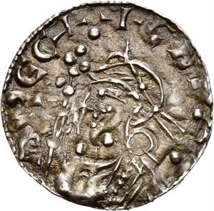 Edward Confessor 1042-1066, penning, London, Myntmester Leofrec (1,01 g). Samtidig imitasjon/contemporary imitation