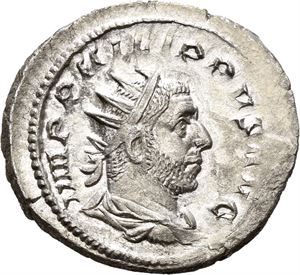 Philip I 244-249, antoninian, Roma 248 e.Kr. R: Løve gående mot høyre