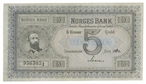 5 kroner 1892. Moe. 9563031