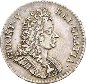 CHRISTIAN V 1670-1699, KONGSBERG, 2 mark 1699. S.7