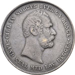 CARL XV 1859-1872. KONGSBERG. Speciedaler 1862. Små kantskader/minor edge nicks