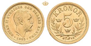 Oskar II, 5 kronor 1883