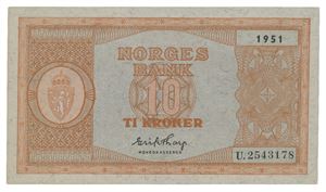 10 kroner 1951. U2543178