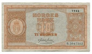 10 kroner 1945. B3047312