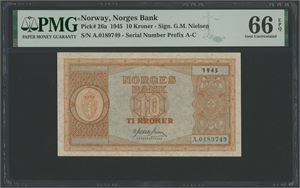10 kroner 1945. A.0189749.