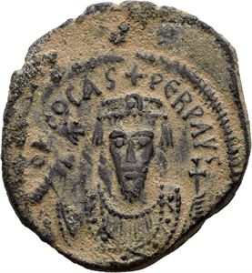Focas 602-610, Æ follis, Cyzicus 607-608 e.Kr. R: Stor XXXX