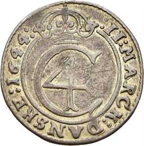 CHRISTIAN IV 1588-1648, CHRISTIANIA, 2 mark 1644. S.48