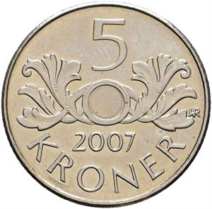 5 krone 2007 uten hull