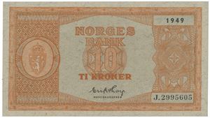 10 kroner 1949. J.2995605.