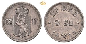 10 øre / 3 skilling 1874