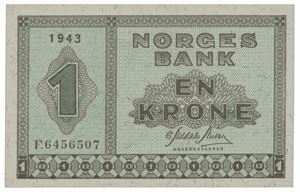 1 kroner 1943. F.6456507.