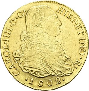 Carl IV, 8 escudos 1802. Nuevo Reino