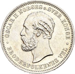 OSCAR II 1872-1905, KONGSBERG, 2 kroner 1885