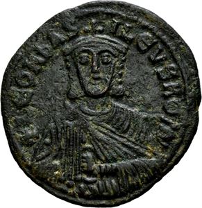 Leo VI the Wise 886-912, Æ follis, Constantinople. Byste av Leo/Skrift i 4 linjer