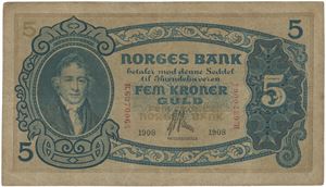 5 kroner 1908. B.6370064.
