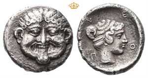 MACEDON, Neapolis. Circa 424-350 BC. AR hemidrachm (1,70 g)