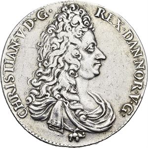 CHRISTIAN V 1670-1699, KONGSBERG. Speciedaler 1695. "Hæc boreas...". Har vært anhengt/has been mounted. S.4