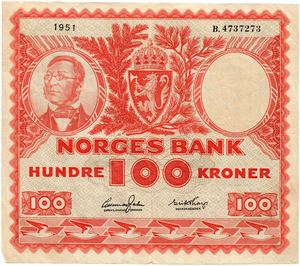 100 kroner 1951. B4737273