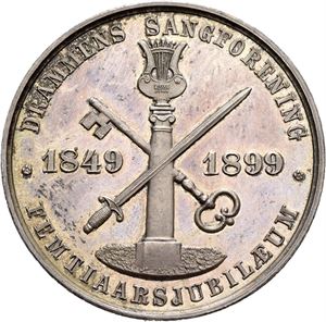 Drammens Sangforening 50 års jubileum 1899. Sølv. 27 mm