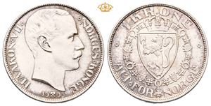 1 krone 1908, myntmerke på plate