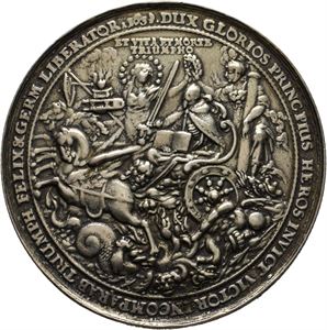 Sverige, Gustav II Adolfs død 1632 (1634). Avstøpning. Dadler. 78 mm