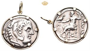 KINGS of MACEDON. Alexander III, 336-323 BC. AR tetradrachm (21,22 g, including the 18k gold bezel)