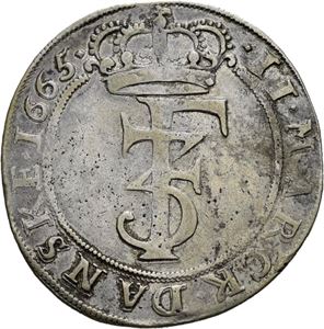 FREDERIK III 1648-1670. 2 mark 1665. S.43 var.